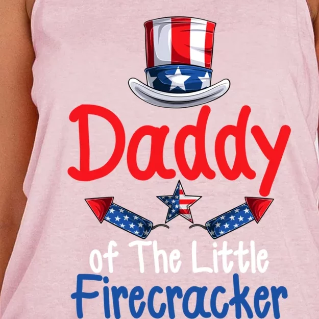 Funny 4th Of July Funny Gift Daddy Of The Little Firecracker Gift Women's Knotted Racerback Tank