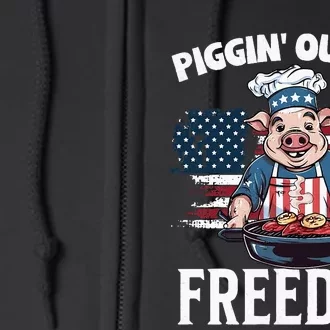 Funny 4th of July Pig Grilling BBQ Party Barbecue Pig Grill Full Zip Hoodie