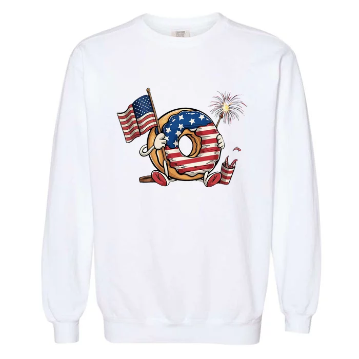 Funny 4th Of July Independence Donut Touch My Freedom Garment-Dyed Sweatshirt