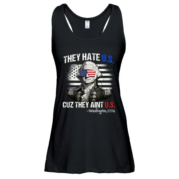 Funny 4th of July Hate Us Aint Us George Washington Ladies Essential Flowy Tank