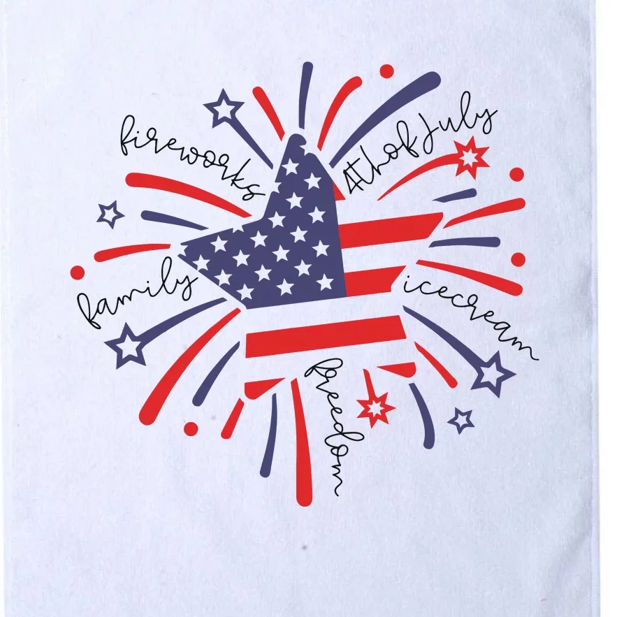 Firework 4th Of July American Flag Platinum Collection Golf Towel