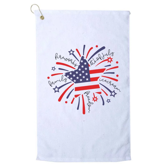 Firework 4th Of July American Flag Platinum Collection Golf Towel