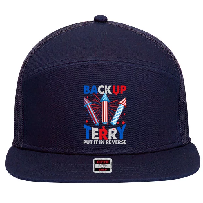 Fouth 4th Of July Back Up Terry Put It In Reverse 7 Panel Mesh Trucker Snapback Hat