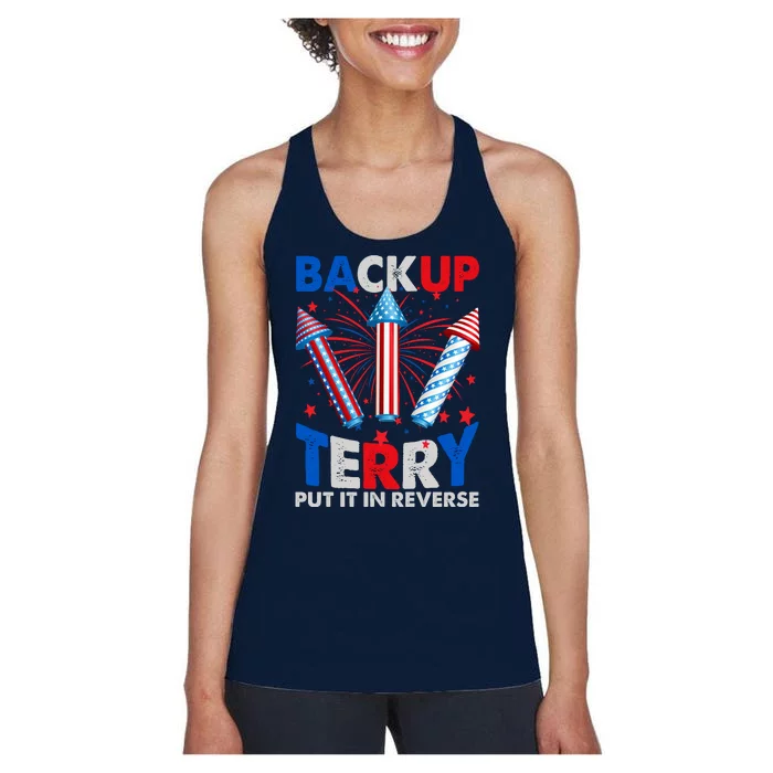 Fouth 4th Of July Back Up Terry Put It In Reverse Women's Racerback Tank