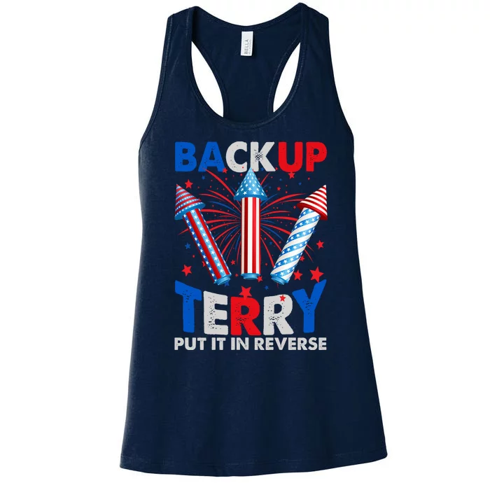 Fouth 4th Of July Back Up Terry Put It In Reverse Women's Racerback Tank