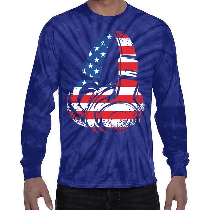 Funny 4th Of July American Flag Gaming Patriotic Boy Tie-Dye Long Sleeve Shirt