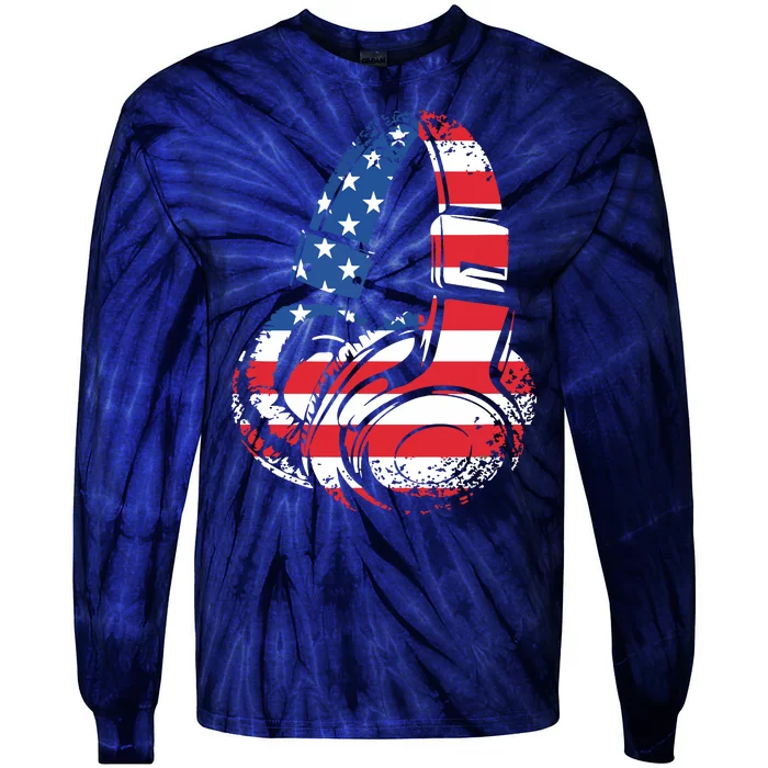 Funny 4th Of July American Flag Gaming Patriotic Boy Tie-Dye Long Sleeve Shirt