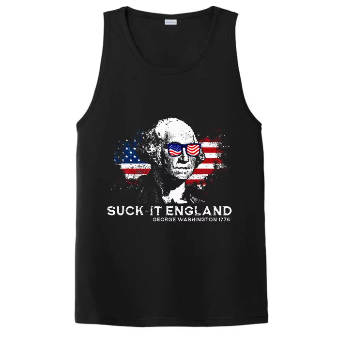 Funny 4th Of July George Washington 1776 Suck It England Performance Tank