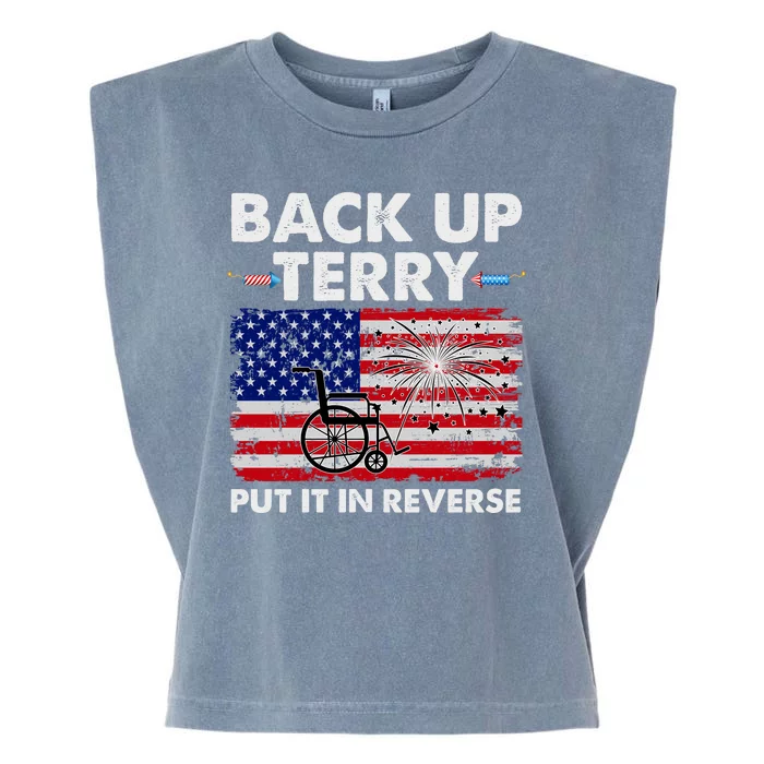 Fourth 4th Of July Back Up Terry Put It In Reverse USA Flag Garment-Dyed Women's Muscle Tee