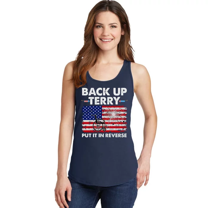 Fourth 4th Of July Back Up Terry Put It In Reverse USA Flag Ladies Essential Tank