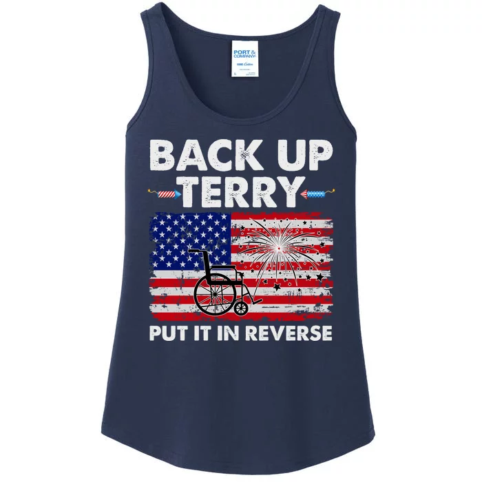 Fourth 4th Of July Back Up Terry Put It In Reverse USA Flag Ladies Essential Tank