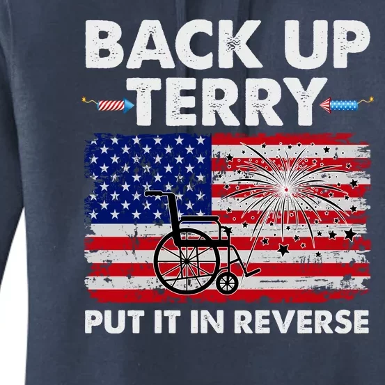 Fourth 4th Of July Back Up Terry Put It In Reverse USA Flag Women's Pullover Hoodie