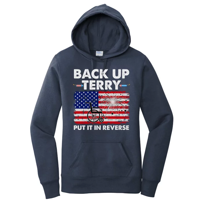 Fourth 4th Of July Back Up Terry Put It In Reverse USA Flag Women's Pullover Hoodie