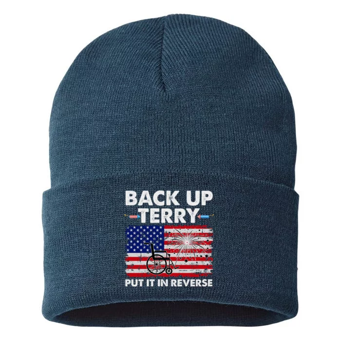 Fourth 4th Of July Back Up Terry Put It In Reverse USA Flag Sustainable Knit Beanie