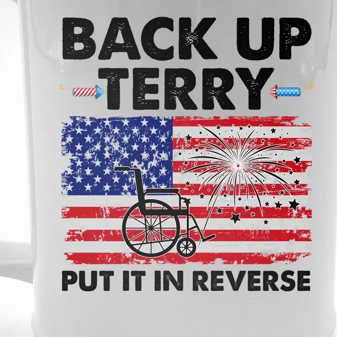 Fourth 4th Of July Back Up Terry Put It In Reverse USA Flag Front & Back Beer Stein