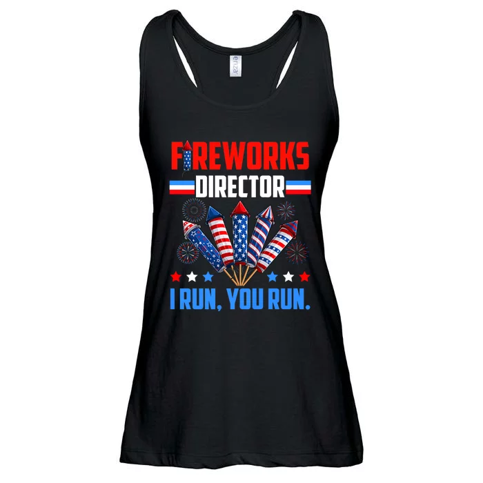 Funny 4th Of July Fireworks Director I Run You Run Ladies Essential Flowy Tank