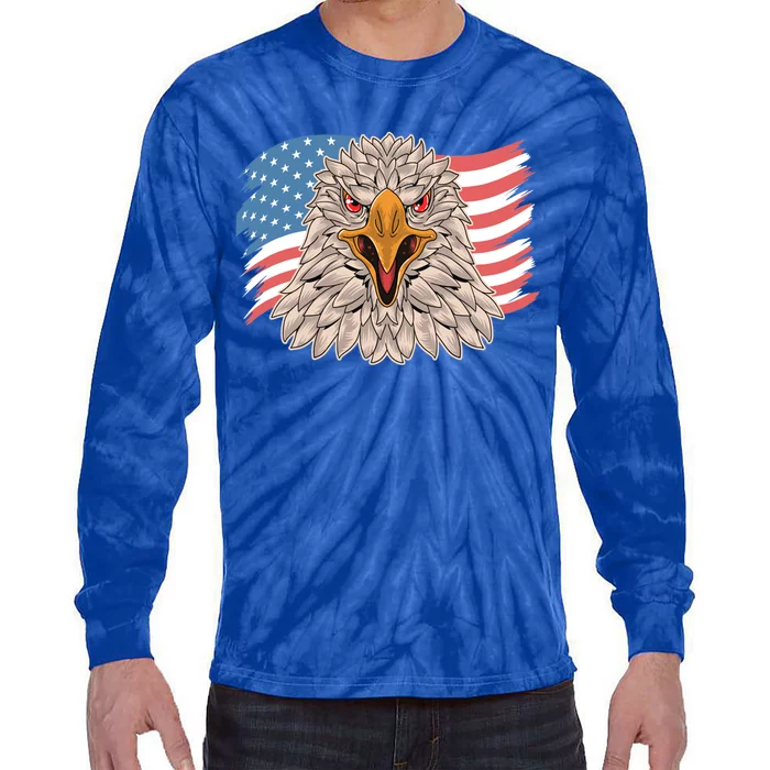 Funny 4th Of July American Flag Usa Patriotic Eagle Great Gift Tie-Dye Long Sleeve Shirt