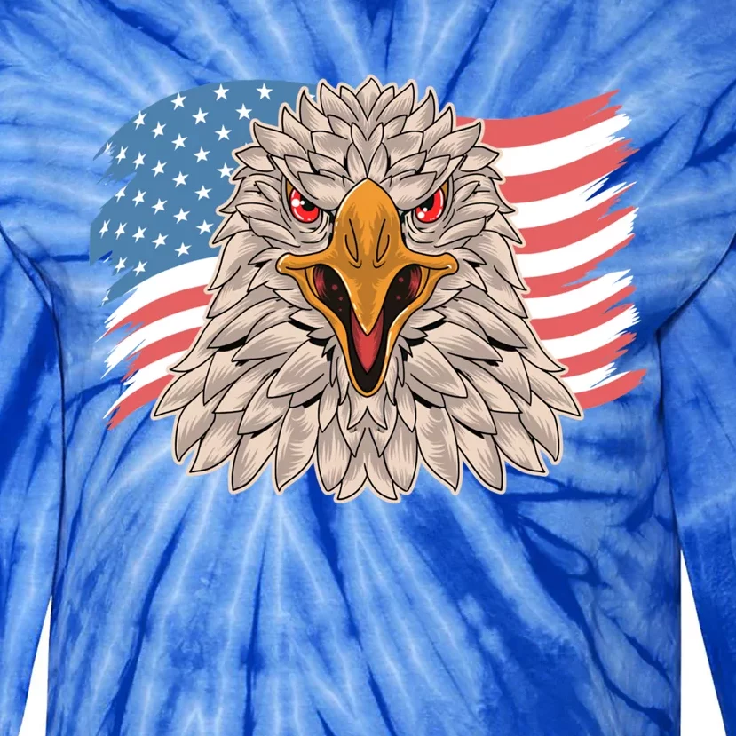 Funny 4th Of July American Flag Usa Patriotic Eagle Great Gift Tie-Dye Long Sleeve Shirt