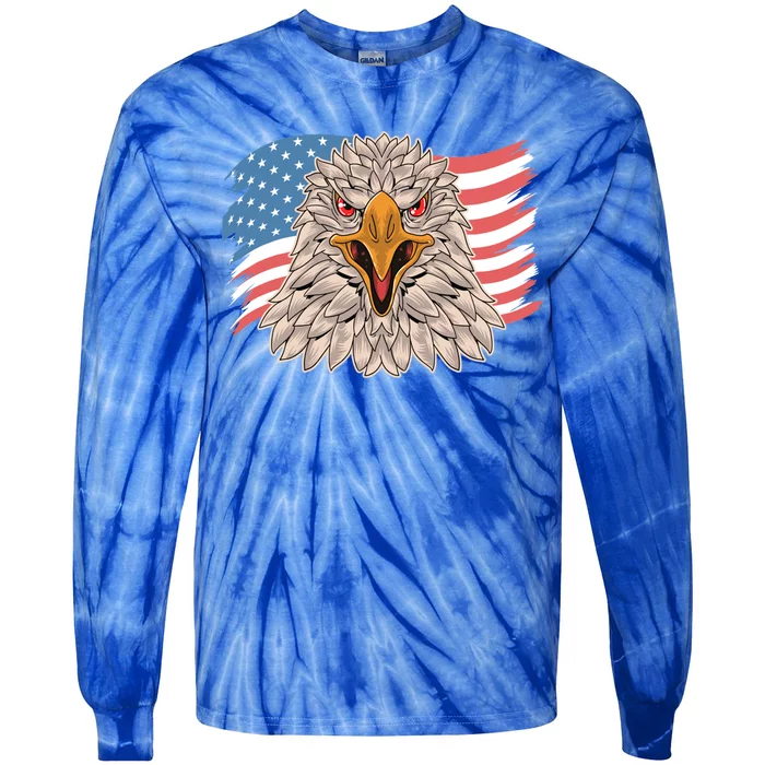 Funny 4th Of July American Flag Usa Patriotic Eagle Great Gift Tie-Dye Long Sleeve Shirt