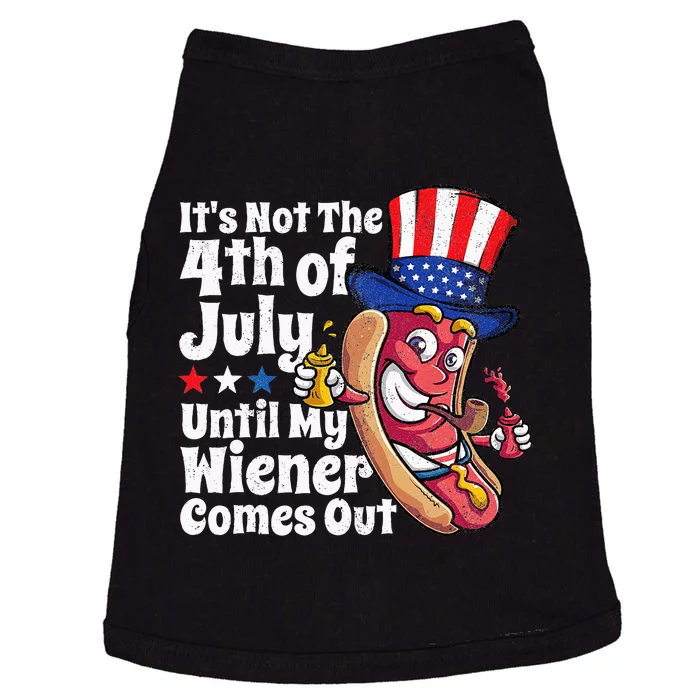 Funny 4th Of July Hot Dog Wiener Comes Out Adult Humor Gift Doggie Tank