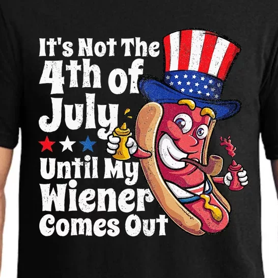 Funny 4th Of July Hot Dog Wiener Comes Out Adult Humor Gift Pajama Set