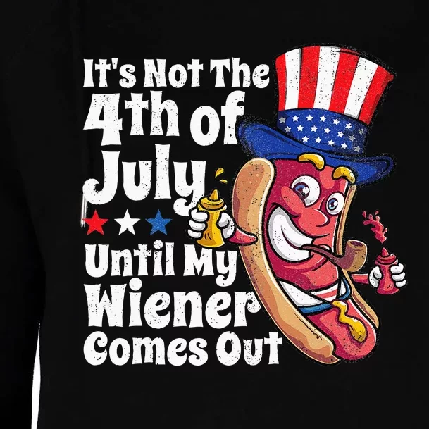 Funny 4th Of July Hot Dog Wiener Comes Out Adult Humor Gift Womens Funnel Neck Pullover Hood