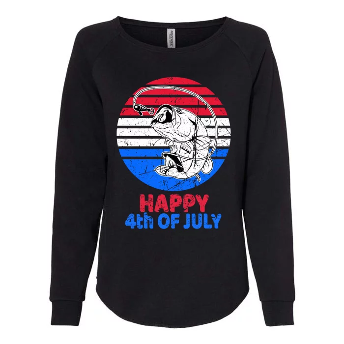 Fisher 4th Of July For Fishing Lover Retro July 4th Bass Gift Womens California Wash Sweatshirt