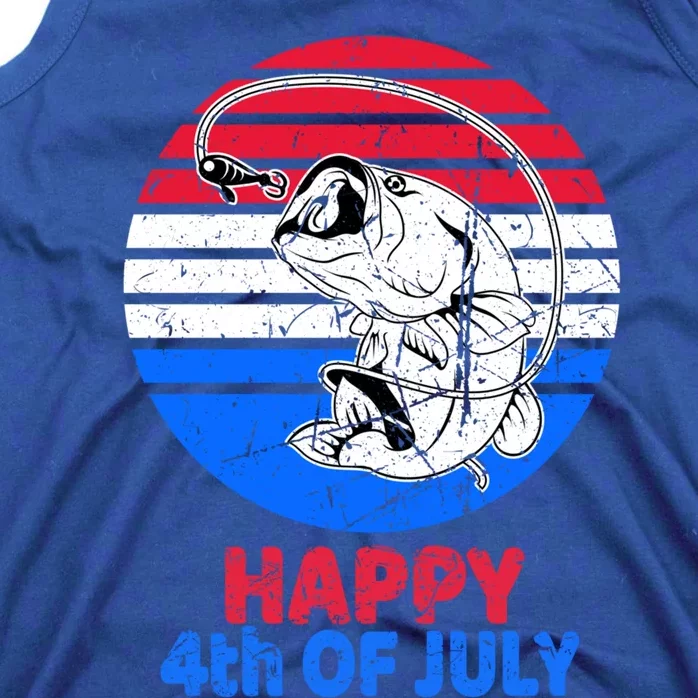 Fisher 4th Of July For Fishing Lover Retro July 4th Bass Gift Tank Top