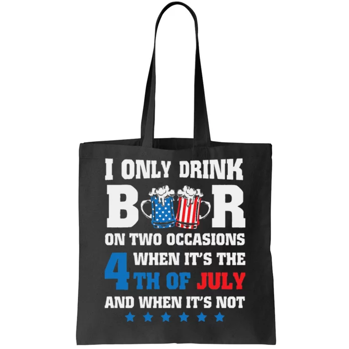 Funny 4th of July Drinking US Beer Glass American Flag Tote Bag