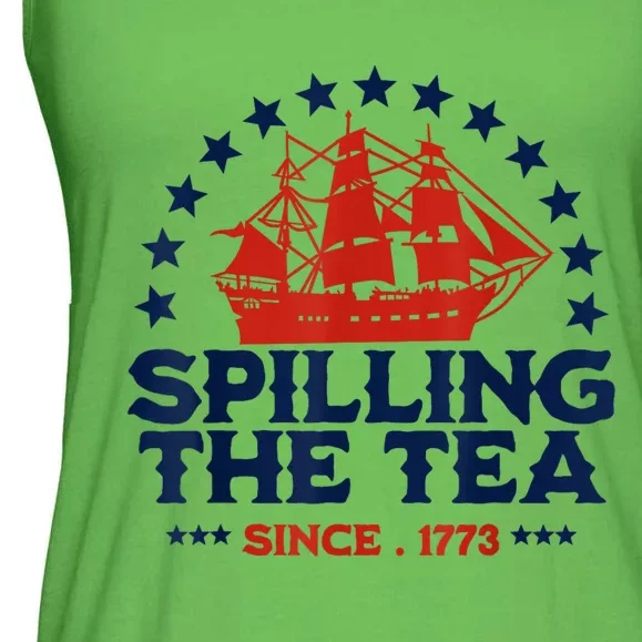 Funny 4th Of July Spilling The Tea Since 1773 Fourth Of July Ladies Essential Flowy Tank