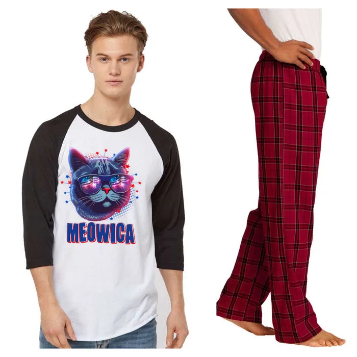 Funny 4th Of July Meowica Fireworks Cat Raglan Sleeve Pajama Set