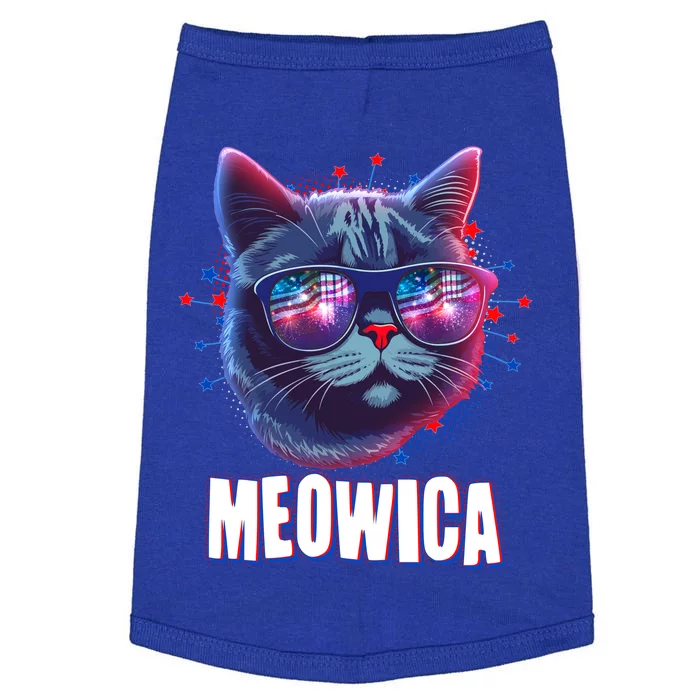 Funny 4th Of July Meowica Fireworks Cat Doggie Tank