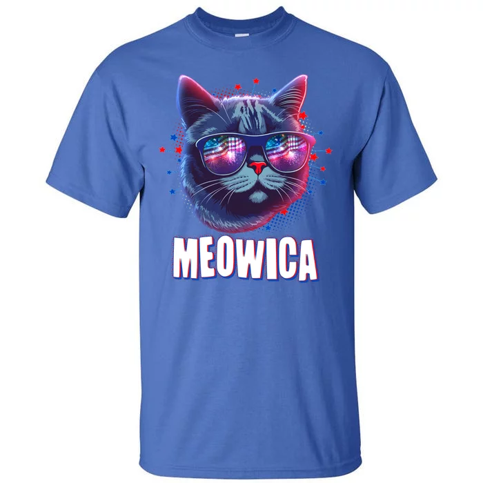 Funny 4th Of July Meowica Fireworks Cat Tall T-Shirt