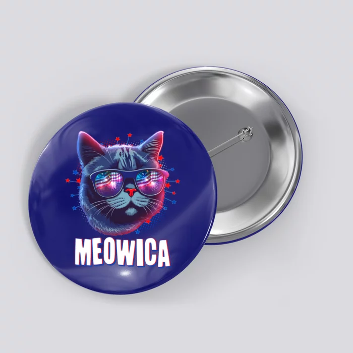 Funny 4th Of July Meowica Fireworks Cat Button