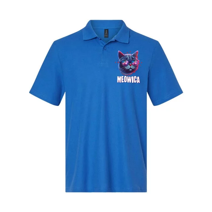 Funny 4th Of July Meowica Fireworks Cat Softstyle Adult Sport Polo