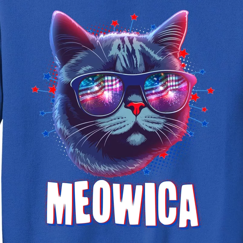 Funny 4th Of July Meowica Fireworks Cat Tall Sweatshirt