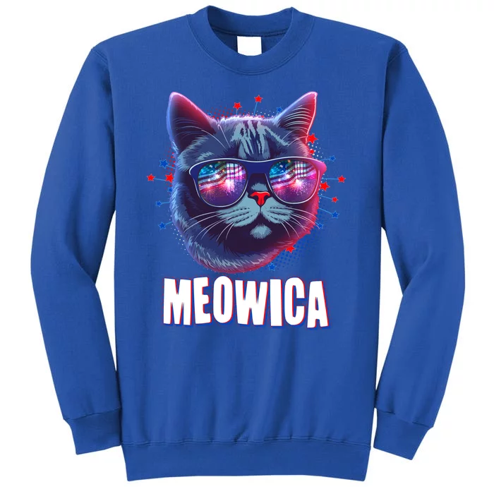 Funny 4th Of July Meowica Fireworks Cat Tall Sweatshirt