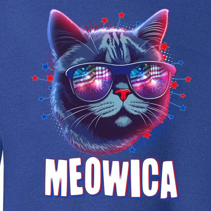 Funny 4th Of July Meowica Fireworks Cat Toddler Sweatshirt