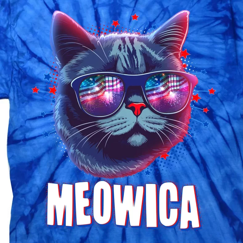 Funny 4th Of July Meowica Fireworks Cat Tie-Dye T-Shirt