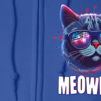 Funny 4th Of July Meowica Fireworks Cat Full Zip Hoodie