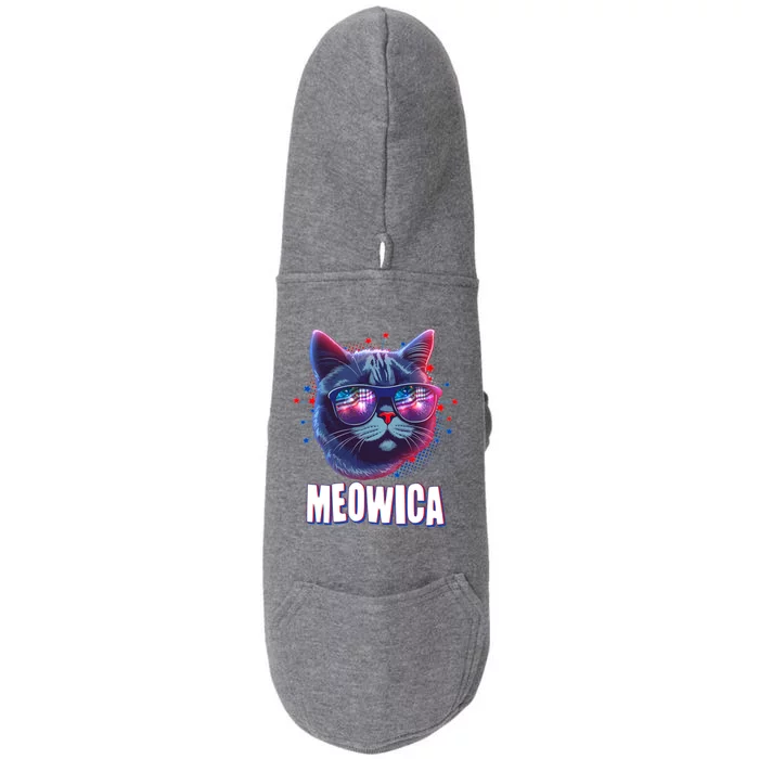 Funny 4th Of July Meowica Fireworks Cat Doggie 3-End Fleece Hoodie