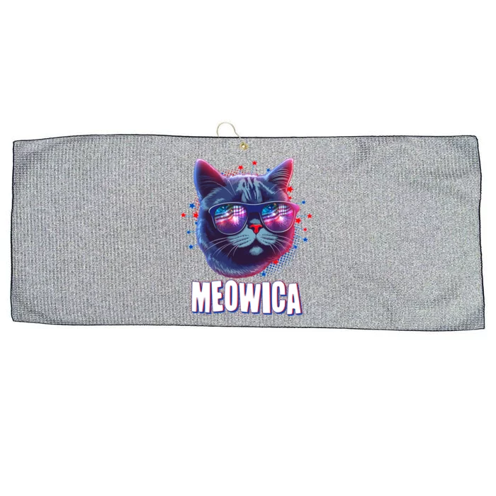 Funny 4th Of July Meowica Fireworks Cat Large Microfiber Waffle Golf Towel