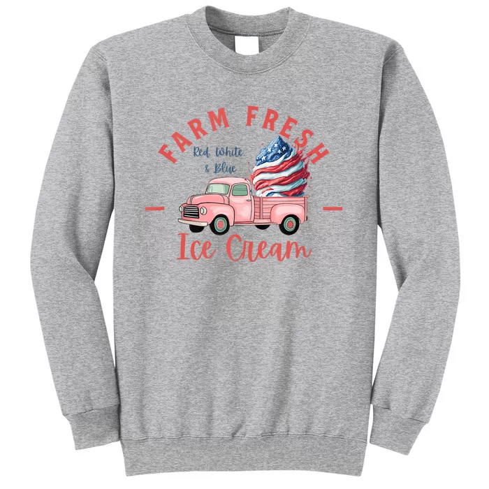 Fourth 4th Of July Matching Family Cute Farm Fresh Ice Cream Tall Sweatshirt