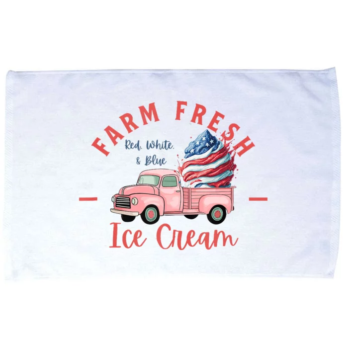 Fourth 4th Of July Matching Family Cute Farm Fresh Ice Cream Microfiber Hand Towel