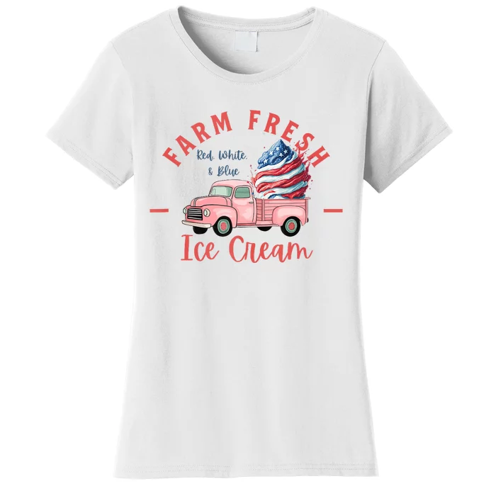 Fourth 4th Of July Matching Family Cute Farm Fresh Ice Cream Women's T-Shirt