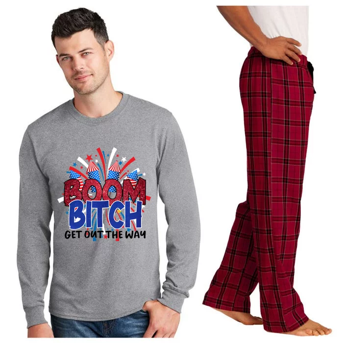 Fireworks 4th Of July Boom Bitch Get Out The Way Gift Long Sleeve Pajama Set