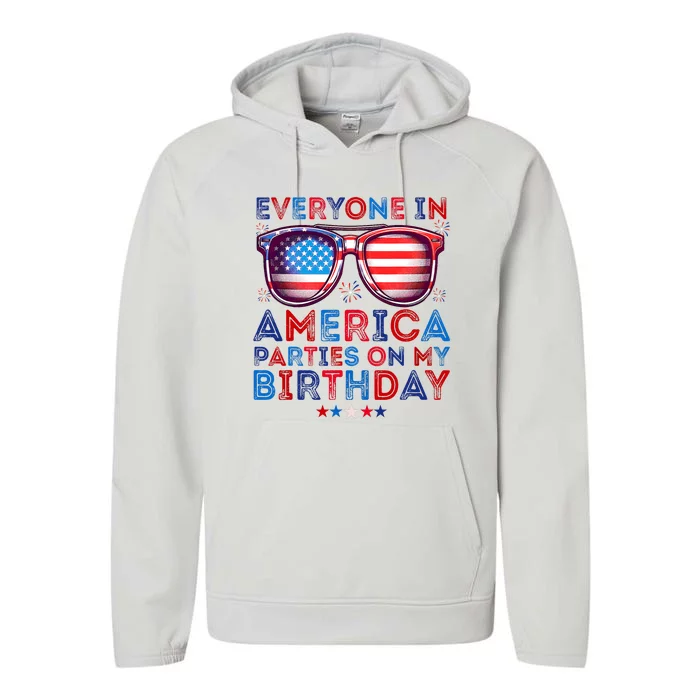 Funny 4th Of July Birthday Independence Day Performance Fleece Hoodie