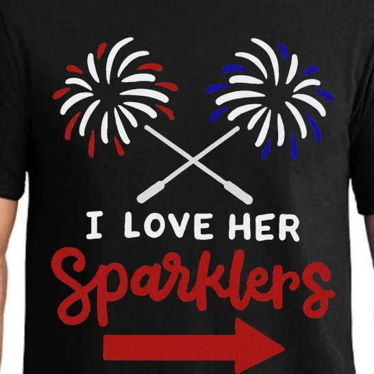 Funny 4th Of July I Love Her Sparklers Matching Couple Him Pajama Set