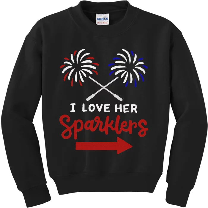 Funny 4th Of July I Love Her Sparklers Matching Couple Him Kids Sweatshirt