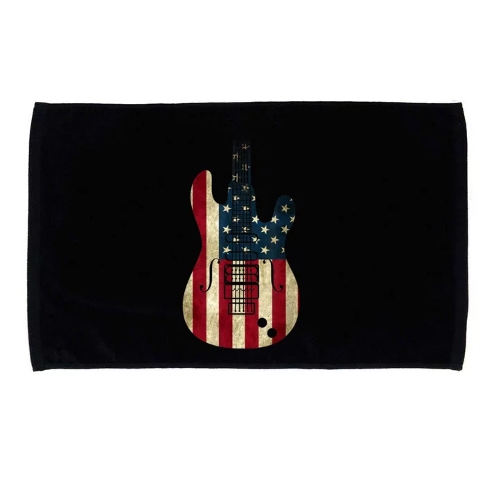 Funny 4th Of July American Flag Guitar Patriotic Gift Microfiber Hand Towel